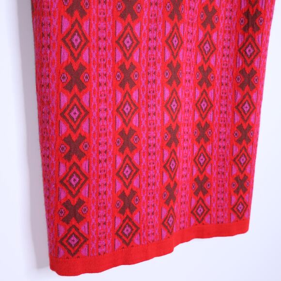 FREE PEOPLE NWT Kitt Mini Sweater Dress Red Printed Short Sleeve Women's XS - Picture 6 of 11